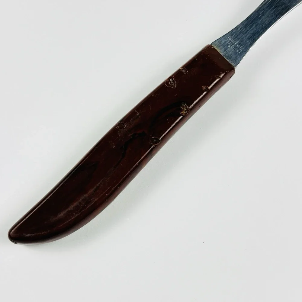 Vintage Quikut Meat Serving Fork 2 Tines Tenite Styron Marbled Plastic‎ Handle